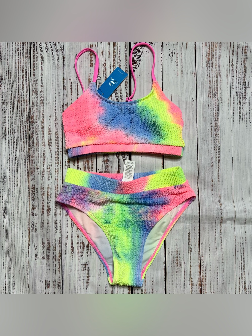 CUPSHE Neon Tie-Dye Textured Bikini Set